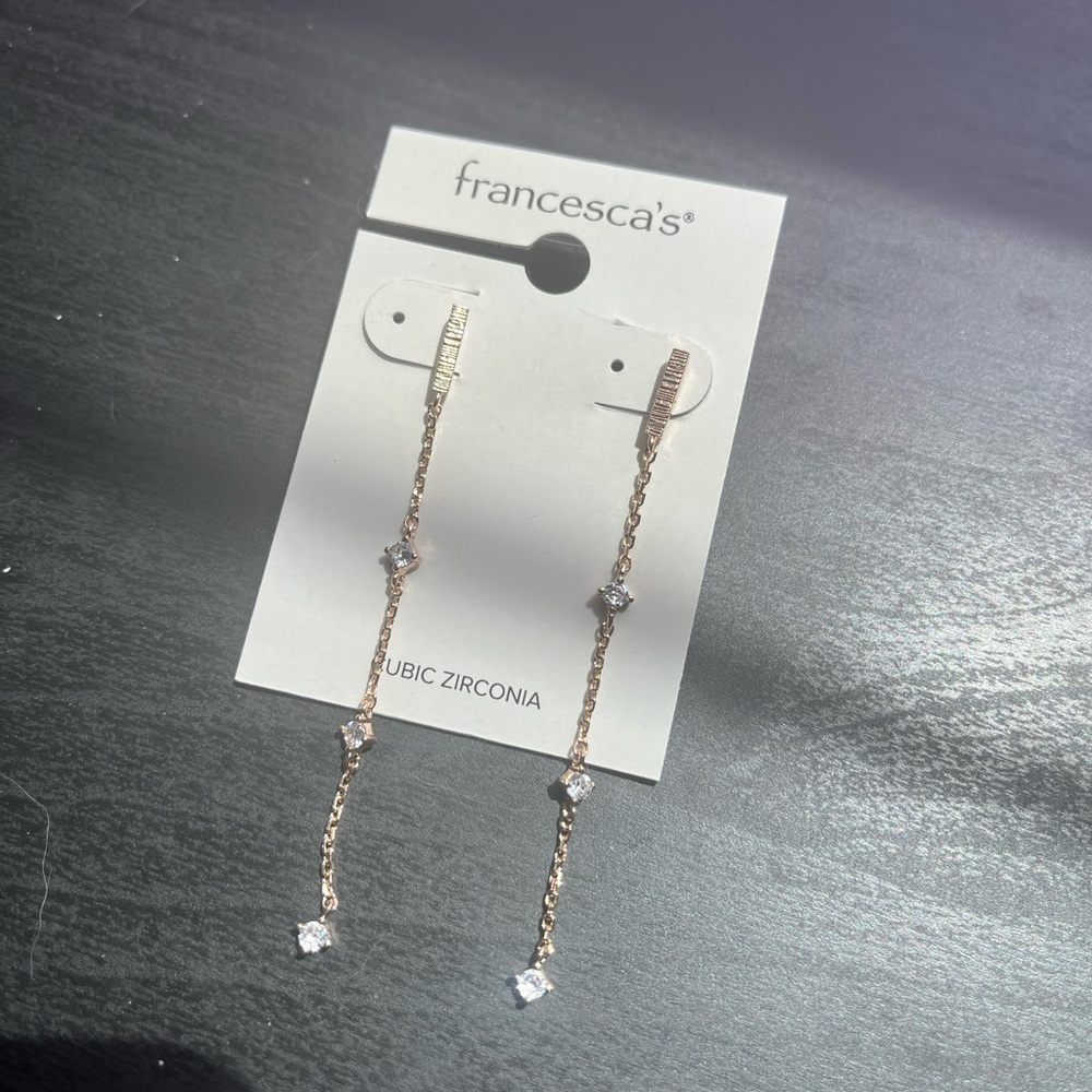 Francesca's Collections Gold Cubic Zirconia Drop Earrings